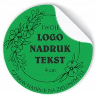 Naklejki z LOGO ETYKIETY REKLAMOWE twój nadruk zielone 4 cm 500 szt