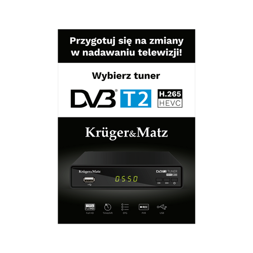 MR-KM-202 Plakat Kruger&Matz Tuner DVB-T2 na Arena.pl