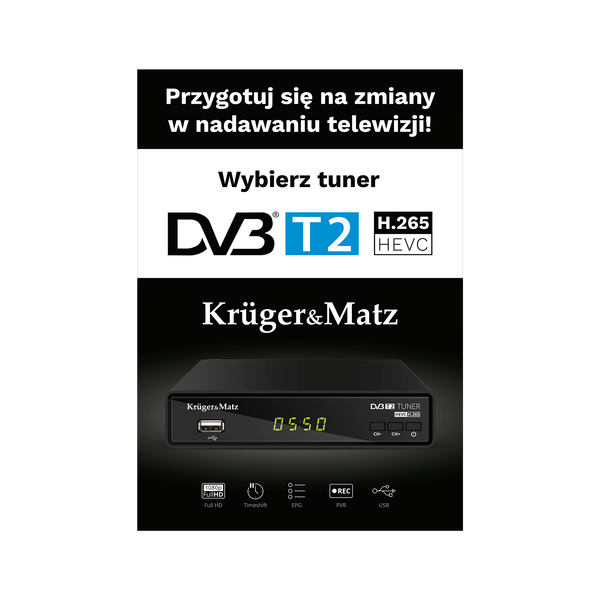 MR-KM-202 Plakat Kruger&Matz Tuner DVB-T2 zdjęcie 1