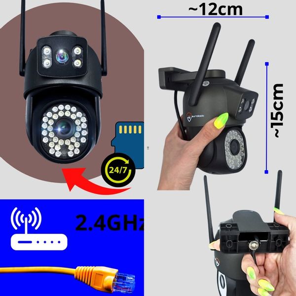 PODWÓJNA KAMERA WIFI IP ZEWNĘTRZNA OBROTOWA ŚLEDZENIE 2X3MPX DOŚWIETLENIE zdjęcie 6