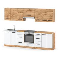 Kuchnia Nowoczesna Modułowa Z Blatem Pojemna 2.8m Wotan Dąb Wotan Biały Mat