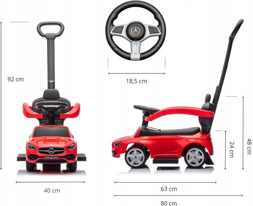 Jeździk Milly Mally Pojazd MERCEDES C-CLASS RĄCZKA PCHACZ MULTIMEDIALNY na Arena.pl