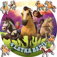 OPŁATEK NA TORT 20CM - MUSTANG KONIE SPIRIT + IMIĘ + GRATIS! 15CM 18CM