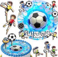 ZESTAW OPŁATEK NA TORT 20CM + TOPPERY PAPIEROWE - PIŁKA NOŻNA 15CM 18CM