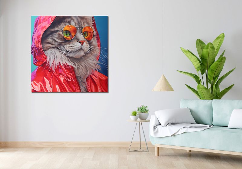 Obraz 100x100cm Kot w Stylu zdjęcie 2