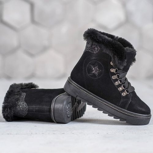 Sznurowane Czarne Botki r.36 na Arena.pl