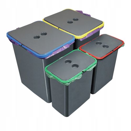 Zestaw koszy do segregacji śmieci 2x20L 2x8L do szafek min 50cm Merill na Arena.pl