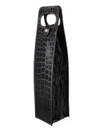 Elegancka Czarna Torba na Wino Prezentowa Imitacja Skóry Krokodyla