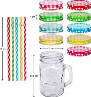 Kubek SŁOIK SZKLANKA Z SŁOMKĄ 450ML ZESTAW 4 SZTUK KUBKI SŁOIKI DO NAPOJÓW