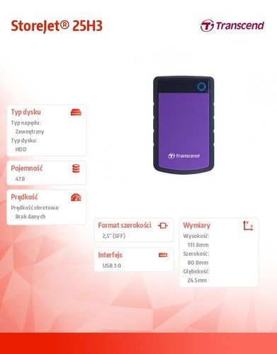 Transcend StoreJet 2.5' H3P 4TB USB3.0 na Arena.pl