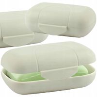 PLASTIKOWA MYDELNICZKA ZAMYKANA POJEMNIK NA MYDŁO 11X8X4CM ECRU PODRÓŻNA
