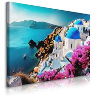 Obraz Na Płótnie Do Salonu Santorini Grecja Pejzaż Abstrakcja 90cm x 60cm