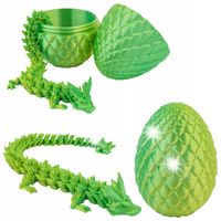 Smok Kryształowy druk 3D przegubowy ruchomy w zestawie JAJO YELLOWGREEN