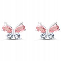 Kolczyki srebrne dla dziewczynki rodowane motylki srebro próba 925 wkrętki