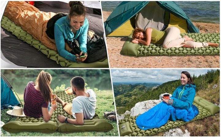 DMUCHANA MATA Z WBUDOWANĄ POMPKĄ KARIMATA LEKKI GRUBY WYGODNY MATERAC ŁÓŻKO zdjęcie 9