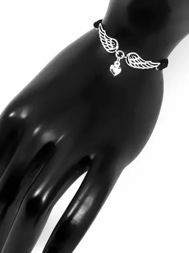 SREBRNA BRANSOLETKA SZNURKOWA SERCE ANIOŁA ZE SREBRA PRÓBY 925 zdjęcie 6