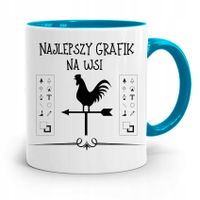 Kubek Błękitny Dla Grafika Najlepszy Grafik We Wsi Z Nadrukiem Ze Zdjęciem