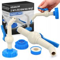 Zawór PP MAUZERA 19 mm 1/2 45° Kran Zbiornika 1000L Beczki IBC ZŁĄCZE WĘŻA