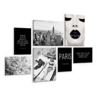 Obrazy Do Sypialni NOWY YORK Czarne Usta Kobieta Kwiaty Abstrakcja 110cm x 80cm