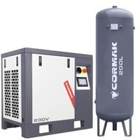 Sprężarka śrubowa z falownikiem 3,0kW 380L/min 230V + Zbiornik pionowy 200L