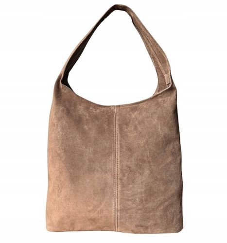 TAUPE ZAMSZOWA TOREBKA WOREK CAPPUCCINO ZAMSZ NATURALNY WOREK NA ZAMEK na Arena.pl