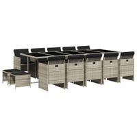 15-cz. zestaw mebli ogrodowych z poduszkami, jasnoszary