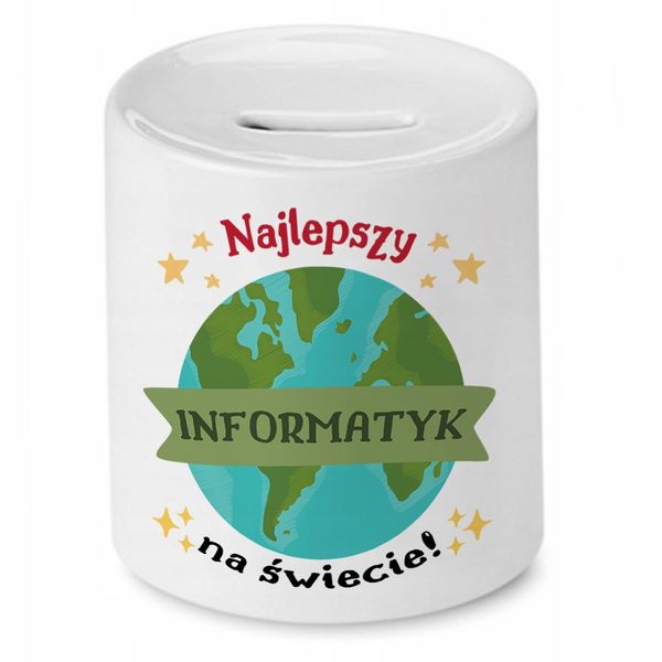 Dla Informatyka Skarbonka Na Urodziny Na Prezent Z Nadrukiem Ze Zdjęciem zdjęcie 1