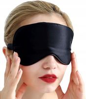 satynowa Opaska maska do spania na oczy czarna  F76