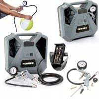 Przenośny KOMPRESOR BEZOLEJOWY 8 bar PISTOLET Z MANOMETREM ZESTAW