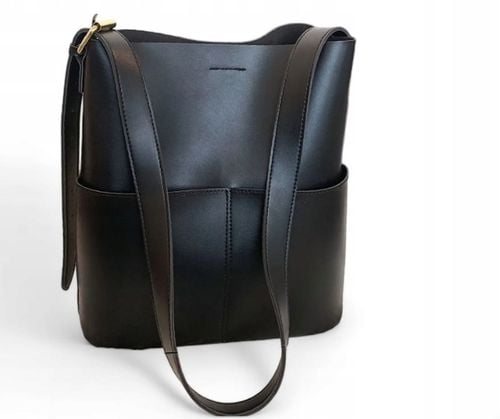 Torebka Damska CZARNA Torba na Ramię Pojemna Shopper Duża Eko Skóra Miejska na Arena.pl