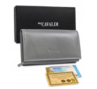 duży, skórzany portfel damski na zatrzask - 4u cavaldi