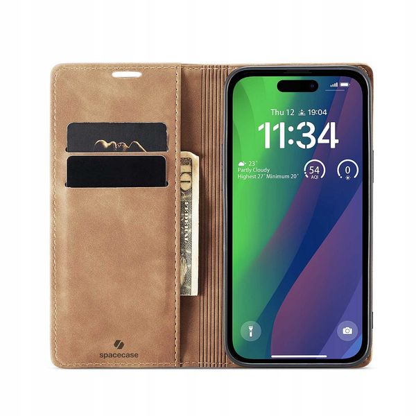 Spacecase Wallet Iphone 15 Light Brown zdjęcie 14