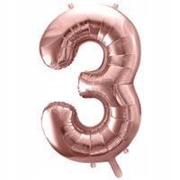 balon różowe złoto cyfra 3 dekoracja imprezowa urodziny 82cm ozdoba na hel