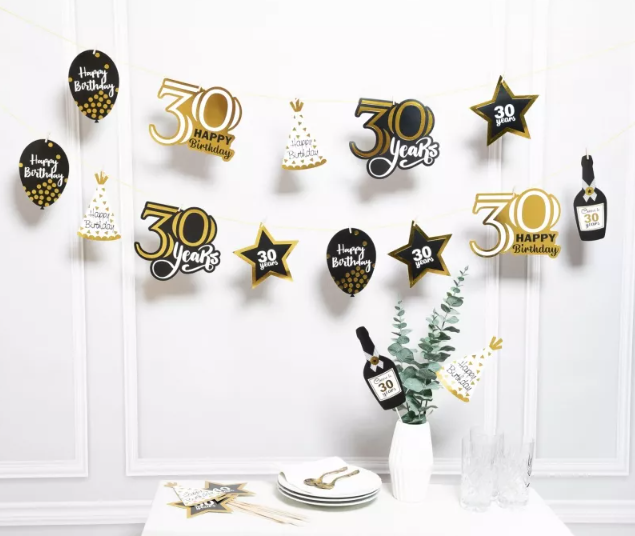 dekoracja urodzinowa 3m "30"  | DEK14 zdjęcie 1