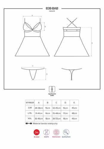 838-bab-3 babydoll ze stringami l/xl obsessive na Arena.pl