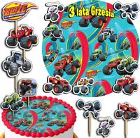 ZESTAW OPŁATEK NA TORT 20CM + TOPPERY PAPIEROWE - BLAZE TRUCK 15CM 18CM