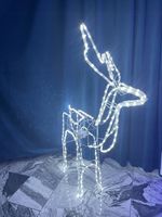 Ozdoba świąteczne RENIFER ŚWIECĄCY Z RUCHOMĄ GŁOWĄ BIAŁY Zimny ZEWNĘTRZNY