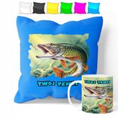 ZESTAW: KUBEK + POSZEWKA - RYBAK WĘDKARZ RYBY - PREZENT WIELE WZORÓW + IMIĘ