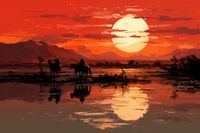 Plakat 60x40cm Zachód Słońca na Prerii