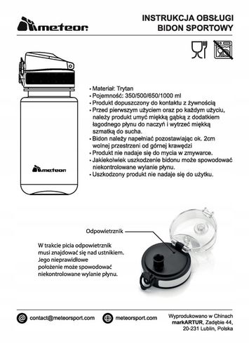 SPORTOWY BIDON z sitkiem na treningi do siłowni POJEMNY 1000ml TRITAN na Arena.pl