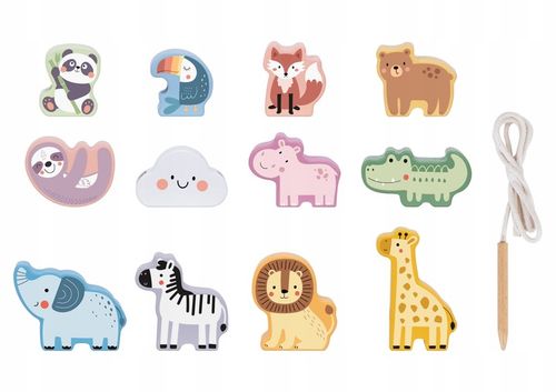 NAWLEKANKA ZOO DREWNIANA PRZEPLATANKA SZNUROWANKA KLOCKI 13 EL WOOPIE GREEN na Arena.pl