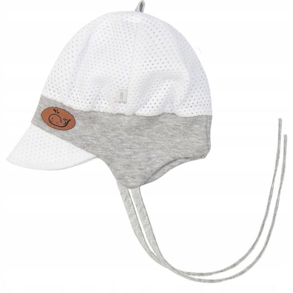 LETNIA CZAPKA NIEMOWLĘCA z daszkiem AŻUROWA słońce dla noworodka 34-36 zdjęcie 2