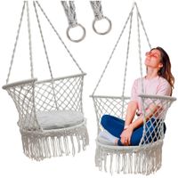 Huśtawka Bocianie Gniazdo z Poduszką Fotel dla Dzieci Szara Boho Max 150kg