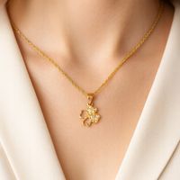 Złoty Łańcuszek z Wisiorkiem 925/585 Koniczynka na Szczęście na Prezent