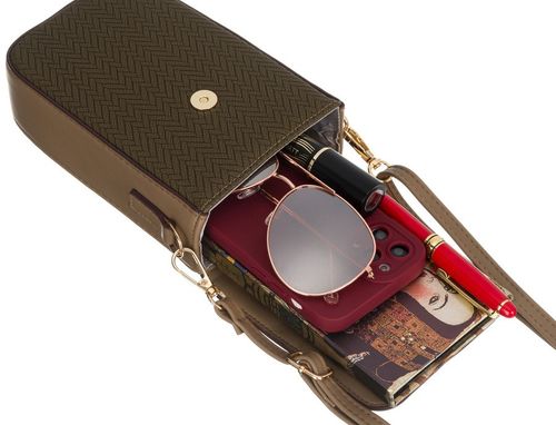 mini torebka-portfel ze skóry ekologicznej z ozdobnym panelem - peterson na Arena.pl