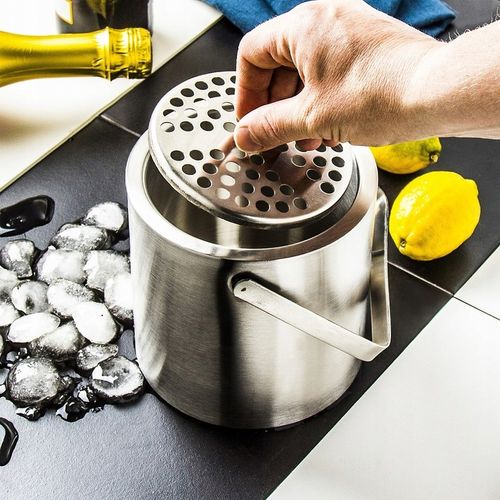 POJEMNIK NA LÓD z pokrywką DUŻE WIADERKO do lodu ZE STALI NIERDZEWNEJ 1.3l na Arena.pl