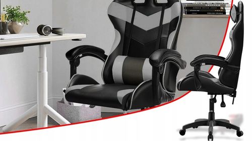 FOTEL KUBEŁKOWY OBROTOWY REGULOWANY GAMINGOWY KRZESŁO GRACZA DO KOMPUTERA na Arena.pl