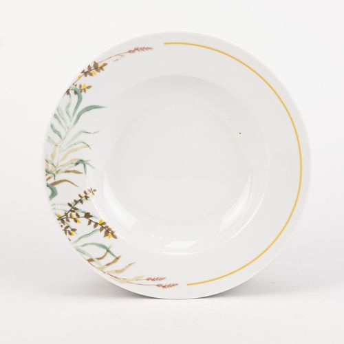 SERWIS OBIADOWY PORCELANOWY ZESTAW TALERZY BIAŁY NA 6 OSÓB WZÓR TRAWA na Arena.pl