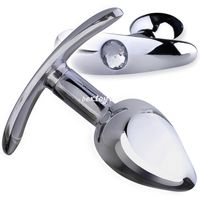 Metalowy Plug Korek Analny Z Kryształkiem I Rączką