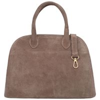 VERA PELLE torebka damska zamszowa klasyczna mała z paskiem V696 taupe